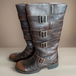 Durango Brown Leather 7 Womens Tall Riding Boots Buckle Distressed Biker